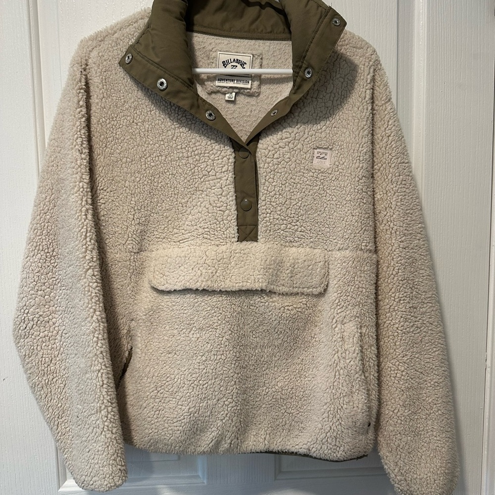Billabong Cream and Olive Sherpa Jacket